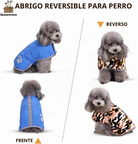 Vista 7 de Chamarra para perros, para climas fríos, reversible, forro polar para Invierno, chaleco, para mascotas, impermeable, XS, Azul