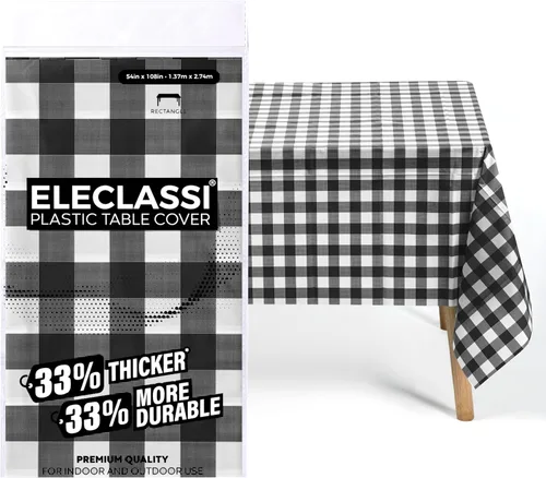 Vista 26 de Eleclassi Negro Paquete de 12 Manteles Redondos de Plástico Desechables Premium - Manteles de Mesa de Plástico Redondos de 84 Pulgadas para Fiestas