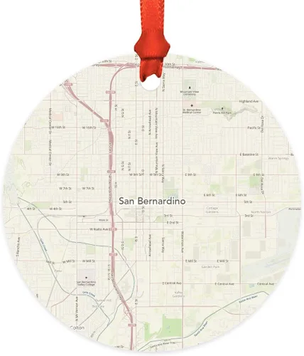 Vista 19 de Andaz Press Mapa de la ciudad de Estados Unidos redondo de madera natural MDF ornamento de Navidad, Akron, Ohio Vintage Mapa, 1 paquete, larga