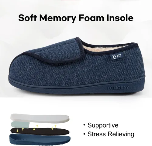 Vista 5 de LongBay Pantuflas para diabéticos de espuma viscoelástica para mujer, cómodas y acogedoras, para artritis, edema, zapatos de casa anchos