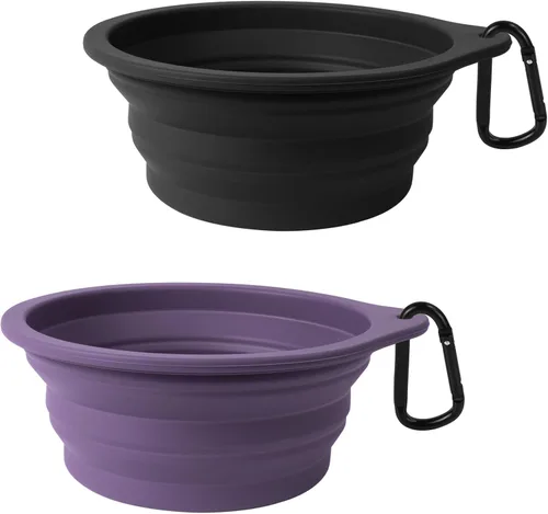 Vista 2 de PetBonus 2-Pack Silicone Collapsible Dog Bowls and Dog Collar Safety Clip