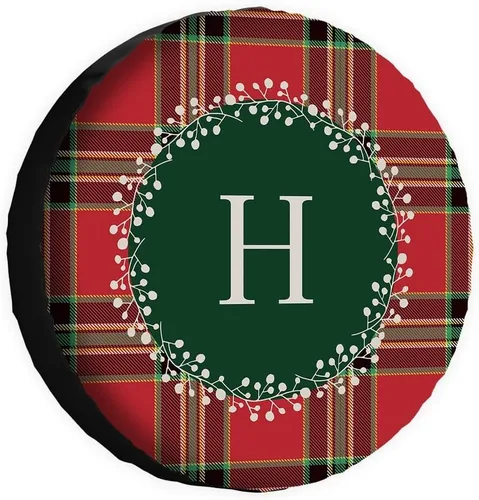 Vista 29 de Buffalo Check Plaid Initial Spare Tire Cover Monogram Letter A Wheel Protectors Covers Water Dust Proof 14 Inch Wheel Covers Universal for Trailer