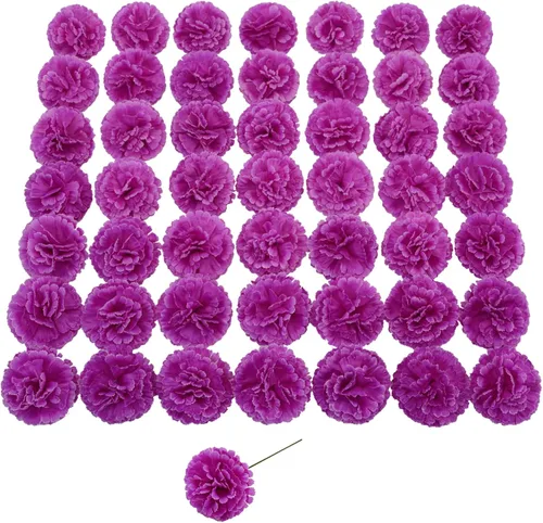 Vista 13 de Flor de clavel artificial, 50 piezas de clavel de seda negra a granel con Negro