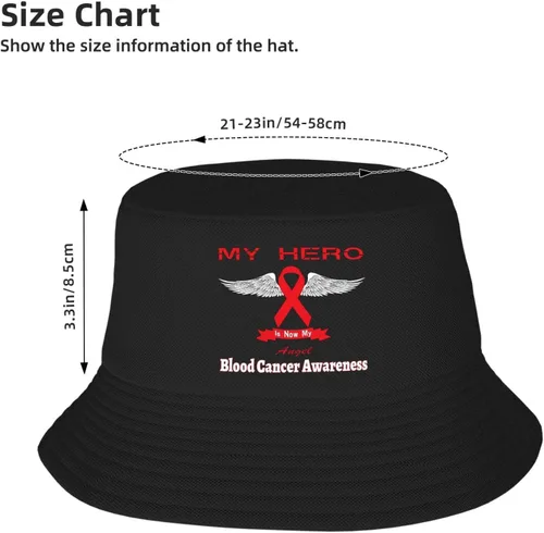 Vista 2 de My Hero is Now My Angel Blood Cancer Awareness - Sombreros de pescador de doble tejido para mujeres/hombres, sombrero de pescador para adultos