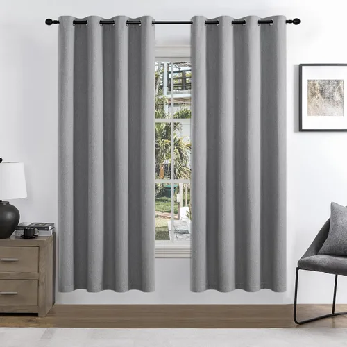 Vista 57 de Joydeco - Juego de 2 paneles de cortinas opacas de 63 pulgadas, 2 cortinas largas con aislamiento térmico burg, cortinas de oscurecimiento