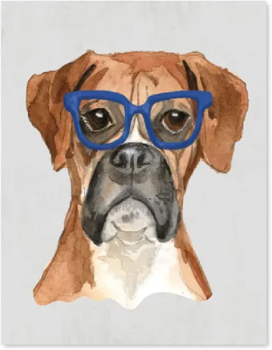 Vista 174 de Andaz Press Póster impreso para pared de perro, 8.5 x 11 pulgadas, Bulldog inglés con gafas negras, 1 paquete, regalo de cumpleaños de Navidad, sin