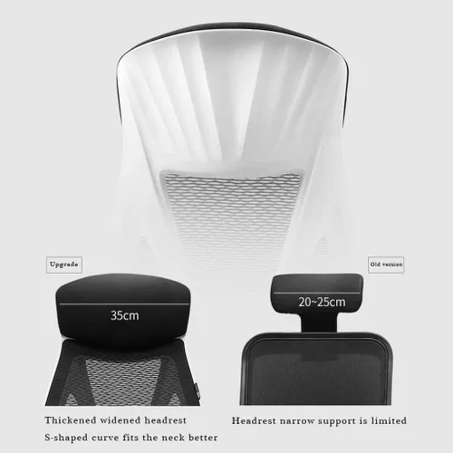 Vista 5 de Silla ergonómica de malla ejecutiva de respaldo alto, con soporte lumbar ajustable, reposacabezas y reposabrazos