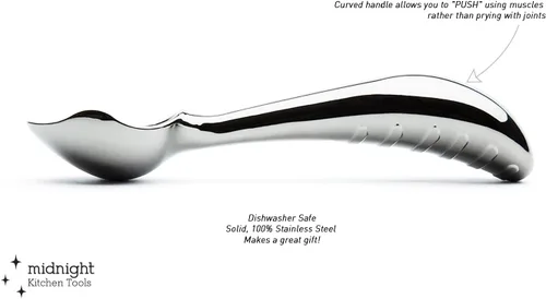 Vista 6 de Midnight Scoop - Cuchara de helado ergonómica de acero inoxidable Resistente, fácil de usar y apta para lavavajillas Grado profesional, diseño
