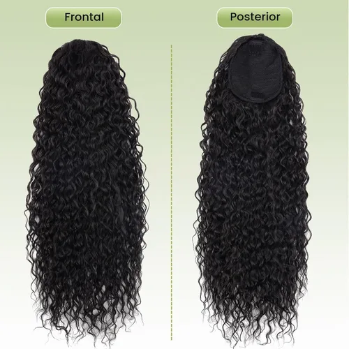 Vista 7 de Extensión de cabello rizado de 32 pulgadas de largo, cola de caballo sintética con clip instantáneo, resistente al calor, marrón oscuro (#2), 6.70