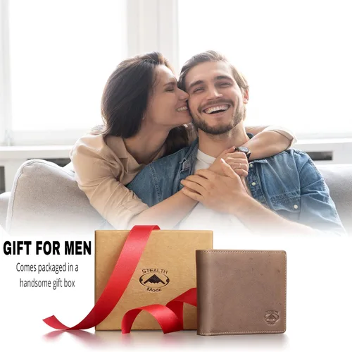 Vista 5 de Cartera plegable de piel Stealth Mode para hombre con ventana de identificación y bloqueo RFID