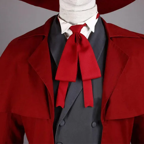 Vista 5 de Cosnew Halloween Anime Party Alucard Uniforme Cosplay Disfraz Rojo con gafas de sol