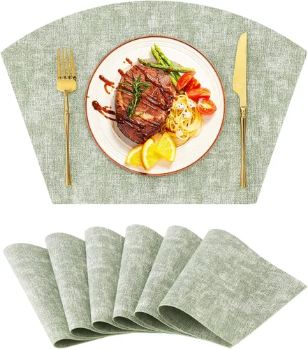 Vista 52 de Homaxy Juego de 4 manteles individuales de piel sintética resistentes al calor para mesa de comedor, impermeables, lavables, lavables, manteles