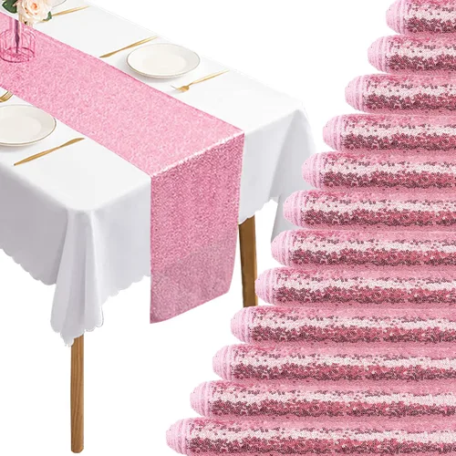 Vista 12 de 12 Paquetes de Caminos de Mesa con Lentejuelas Brillantes para Comedor para Cumpleaños, Bodas, Compromisos, Nupciales, Baby Shower, Despedida
