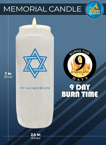 Vista 3 de Velas conmemorativas Yahrzeit de 9 días, 1 paquete, tarro de plástico, velas de pilar de 7 pulgadas de alto para religiosos, oración y vigilia