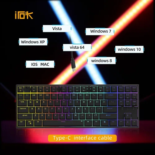 Vista 6 de IROK AL87Pro Aluminum CNC Frame, BluetoothUSB2.4G, Wireless RGB Mechanical Keyboard, 80% TKL Gaming Keyboard, Hot Swappable Switch Customizable