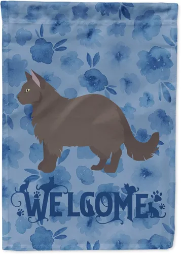 Vista 345 de Caroline's Treasures CK4813CHF - Bandera de bienvenida con gato abisinio azul, manga grande, para porche, para colgar en la pared, poliéster