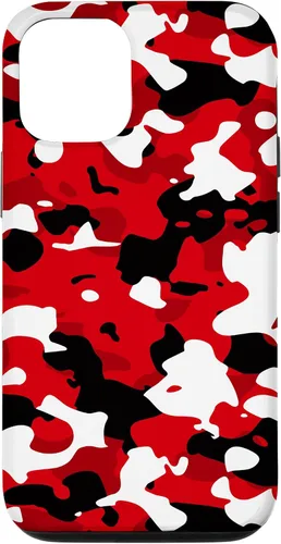 Vista 28 de iPhone 16 Negro + Blanco + Rojo Camuflaje Patrón Funda