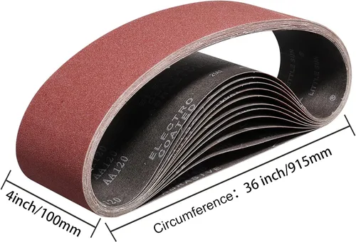 Vista 6 de Cinturón de lijado de 4 x 36 pulgadas, bandas lijadoras de banda de 40 granos, mejor para lijar madera, metal y pintura (paquete de 4)