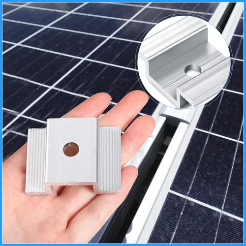 Vista 4 de Paquete de 12 abrazaderas centrales para panel solar de 1.06 pulgadas, accesorios de montaje de aluminio, abrazadera media solar de aluminio