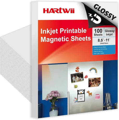 Vista 9 de 50 hojas brillantes impresas en papel magnético a granel para impresora de inyección de tinta, haz fotos para refrigerador, 13.5 mil, 8.5 x 11