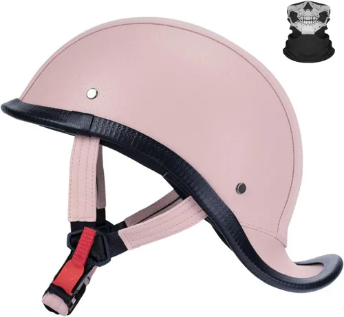 Vista 7 de Casco de Motocicleta de Cuero Retro de Media Cara para Adultos Hombres Mujeres, Cascos Estilo Gorra de Béisbol Aprobados por DOT, Cascos Vintage
