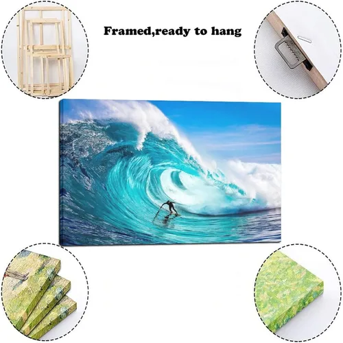 Vista 2 de XLPOP Cuadro colgante de The Sport of Surfing, pósteres de impresión en lienzo HD, decoración moderna del hogar, arte de pared, lienzo enmarcado, 08
