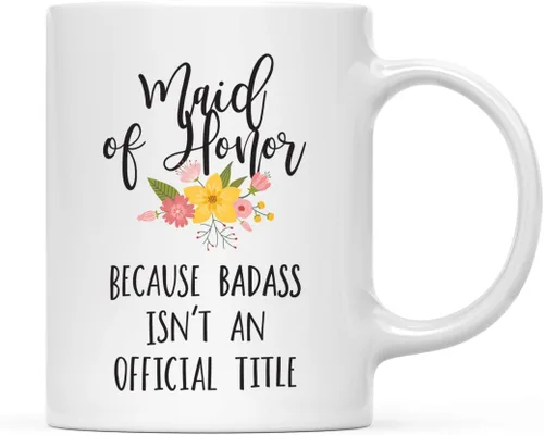 Vista 16 de Andaz Press Taza de café de 11 onzas, regalo de broma, tía porque Badass no es un título oficial, gráfico floral, 1 paquete