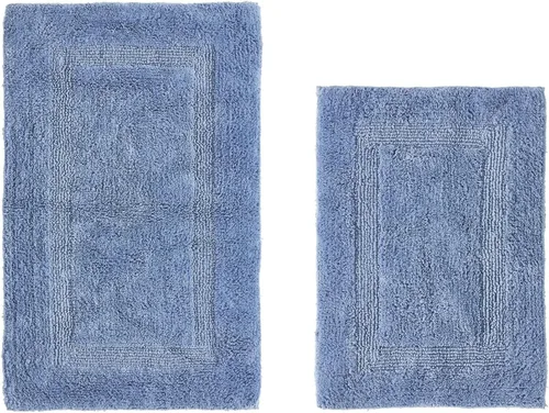 Vista 491 de Better Trends - Juego de 2 alfombras de baño 100% algodón, extra suaves, con borlas, de 17" x 24", alfombra de baño superabsorbente y reversible