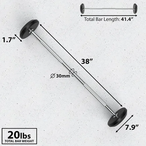 Vista 4 de Synergee Fixed Barbell – Pre Weighted Straight Steel Bar