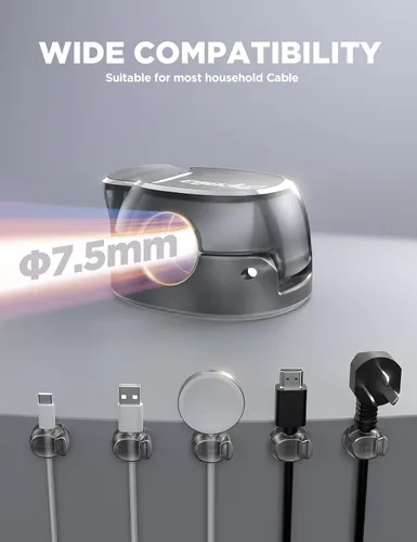 Vista 9 de Clips de cable - Chfeila Organizador de cables de resorte dual más reciente con cierre de gancho, paquete de 6 [máxima estabilidad] Gestión