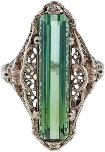Vista 3 de Anillos de lujo para mujer de estilo vintage con circonitas cúbicas verdes para fiesta