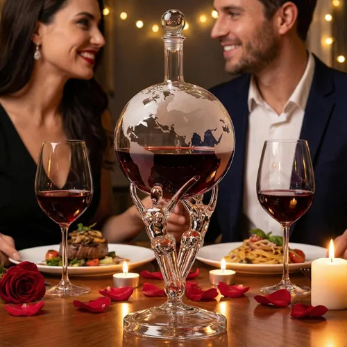 Vista 7 de Decantador de amor, decantador de cristal Romeo y Julieta para el día de San Valentín, para vino y whisky The Wine Savant – 12 pulgadas de alto