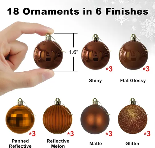 Vista 2 de Esferas pequeñas de bronce de 1.6 pulgadas para decoración del árbol de Navidad, adornos inastillables para cumpleaños, Halloween, vacaciones, boda