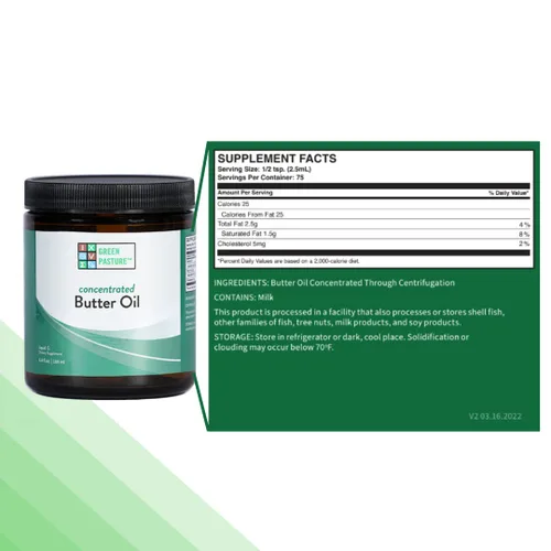 Vista 3 de Green Pasture Aceite de mantequilla concentrado líquido – 6.4 onzas líquidas – CLA- Vitamina A (6.4 oz.)