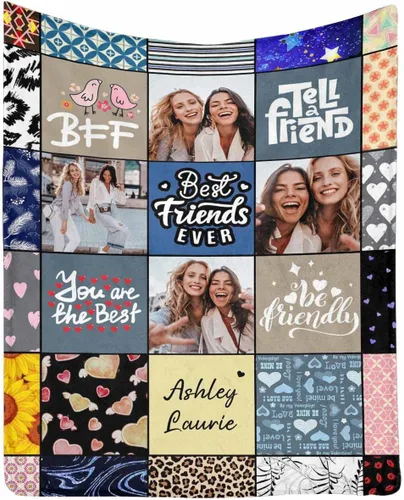 Vista 30 de Regalos de cumpleaños para mujeres, manta de amistad personalizada con tus fotos, manta personalizada con mis propias imágenes para hermanas
