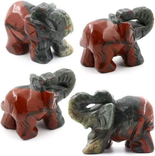 Vista 3 de Estatua de elefante de cristal de piedra de sangre de África, estatua de elefante de bolsillo de 1.5 pulgadas para curación Reiki, regalo