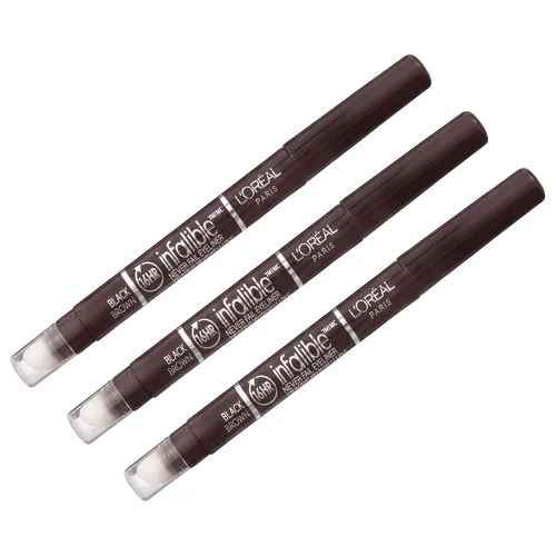 Vista 7 de L'Oreal Paris Makeup Infallible Never Fail - Delineador de ojos original con sacapuntas integrado, color marrón negro, 0.008 onzas, 2