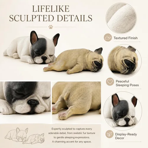 Vista 5 de Comfy Hour Colección Doggyland, figura de bulldog francés en miniatura de perro dormido y acostado