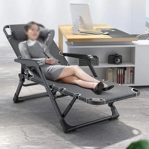 Vista 2 de Sun Lounger, Sunbed, Reclining Sun Chair, Folding Garden Lounge Adjustable Backrest, Foldable