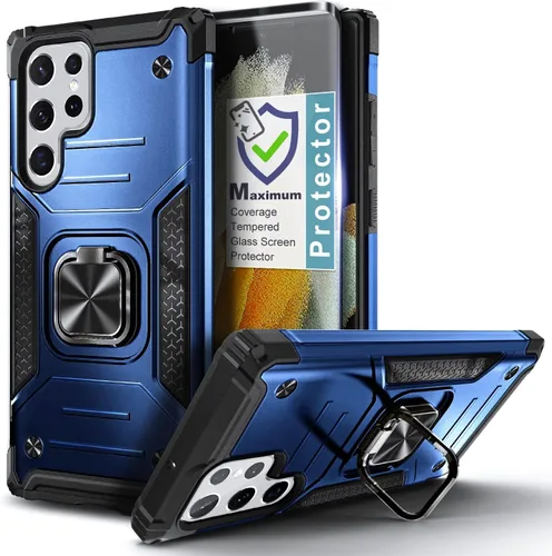Vista 9 de NZND Funda diseñada para Samsung Galaxy S21, color negro, con protector de pantalla, protección de cuerpo completo a prueba de golpes