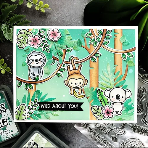 Vista 7 de Juego de sellos y troqueles de animales para hacer tarjetas, sellos transparentes y troqueles de corte de metal para álbumes de recortes