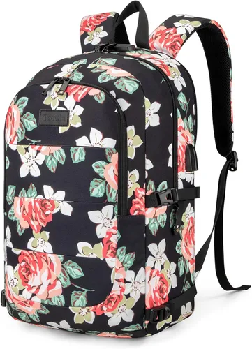 Vista 25 de Tzowla, mochila de viaje de negocios para computadora portátil de 15,6 a 17,3 pulgadas para mujeres, hombres y para regalar, A-Negro