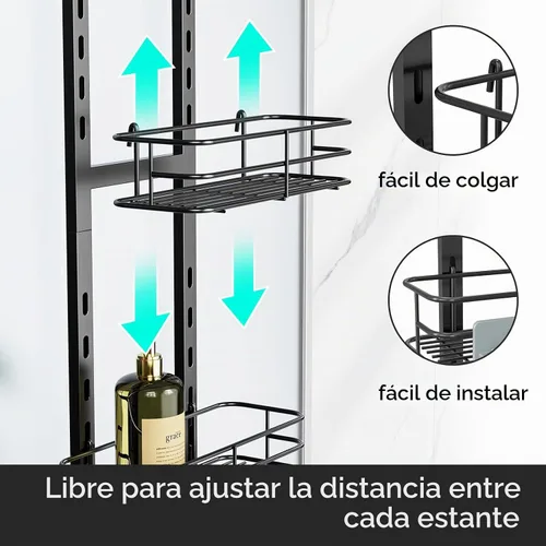 Vista 4 de ODesign Organizador de ducha colgante de 3 niveles, negro Gris pizarra