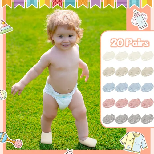Vista 7 de Unittype 20 pares de calcetines antideslizantes para bebés de 0 a 12 meses para recién nacidos, calcetines antideslizantes para niños y niñas