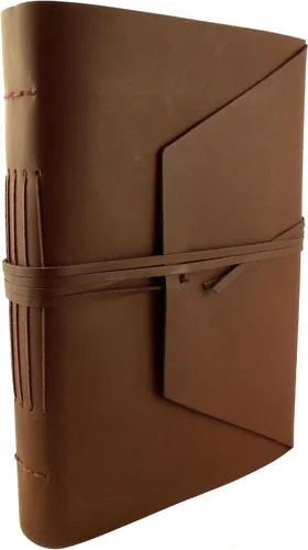 Vista 5 de Diario/cuaderno de bocetos grande de piel auténtica con caja de regalo, 380 páginas, 9 x 12 pulgadas, estilo vintage, marrón oscuro intenso