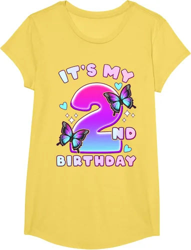 Vista 13 de Camiseta de 2º cumpleaños para niña de 2 años con mariposas y número 2 Negro