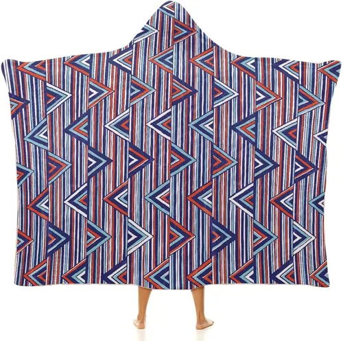 Vista 8 de Manta con capucha, manta tribal con patrón azteca tribal americano, geométrica cultural, suave, cálida y acogedora, 40 x 50 pulgadas, apta