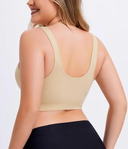 Vista 3 de IHHCOXK Sujetador posoperatorio para mastectomía, sujetadores de cierre frontal para mujer, brasier de compresión inalámbrico para uso diario