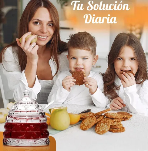 Vista 8 de Elegante tarro de miel de cristal con 2 de cristal + 1 cucharón de madera y 1 cuchara transparente Diseño de colmena Contenedor de 10 onzas