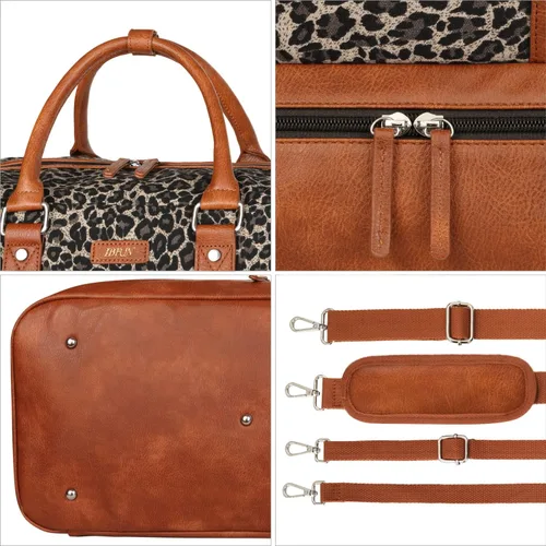 Vista 8 de Bolsa de viaje de lona grande para mujer, bolsa de viaje de lona con compartimento para zapatos de 21 pulgadas para mujeres y hombres, juego de 3